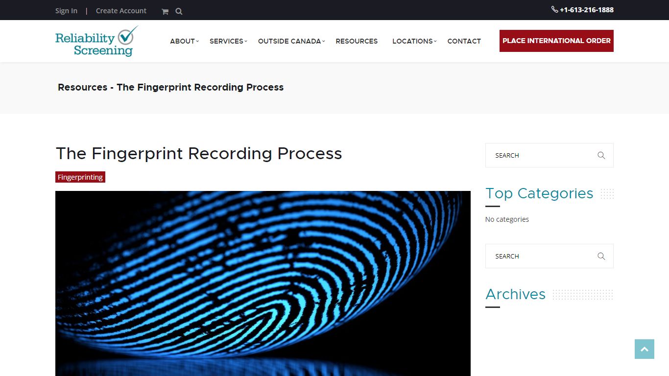 The Fingerprint Recording Process - Reliability Screening